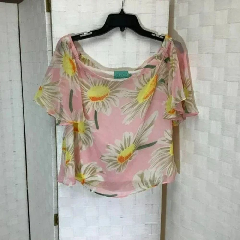 judith march pink floral off the shoulder blouse size small